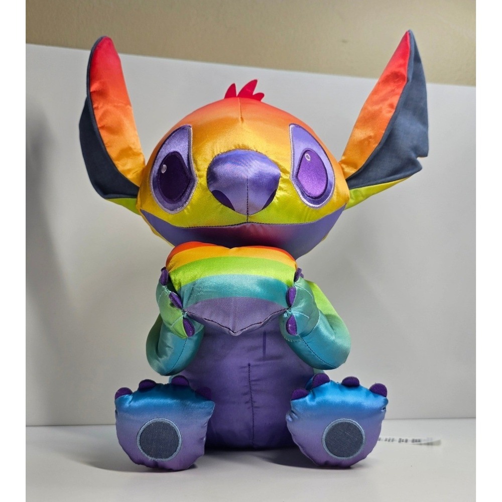 Disney Pride Stitch Plush Rainbow Heart LGBT Rainbow Gradient 12" Disney Store